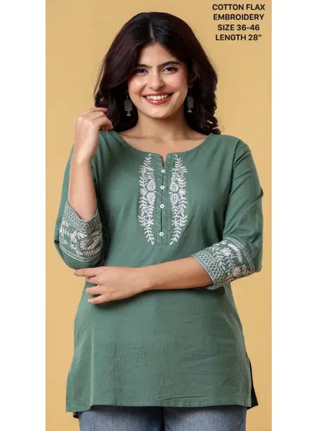 Naisha K 304 Beautiful Embroidery Work Short Top Wholesale Market In Surat